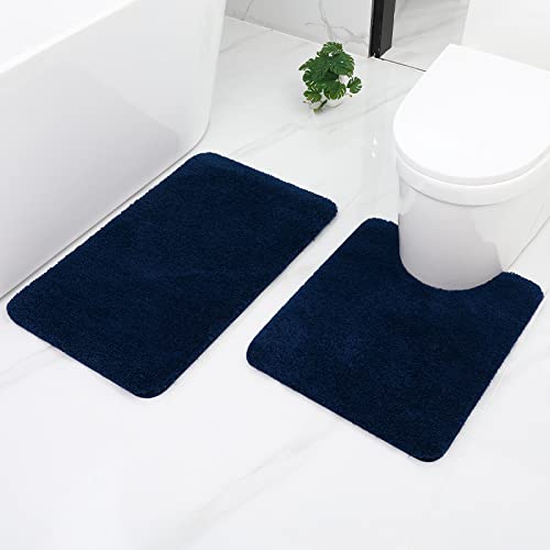 Homaxy Memory Foam rutschfeste Weiches Vorleger Toilette mit Ausschnitt 50 x 60 cm Saugfähig Badematte Stand WC Waschbar Badteppiche für WC Beige