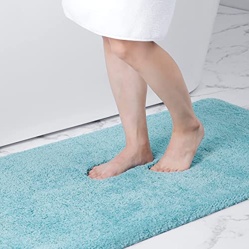 Homaxy Badezimmerteppich rutschfest Waschbar Badematte Weich Flauschig Badteppich Shaggy Hochflor Mikrofaser Badvorleger – 41 x 61 cm, Hellblau von Homaxy