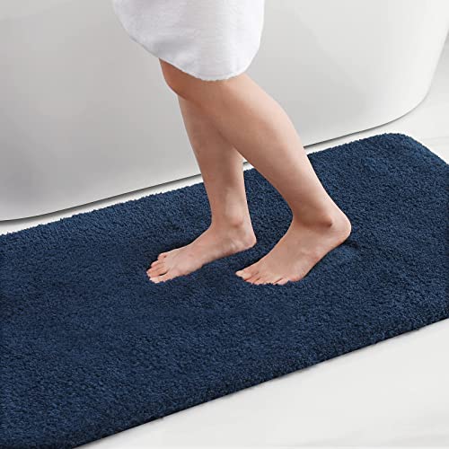 Homaxy Badezimmerteppich rutschfest Waschbar Badematte Weich Flauschig Badteppich Shaggy Hochflor Mikrofaser Badvorleger – 41 x 61 cm, Marine Blau von Homaxy