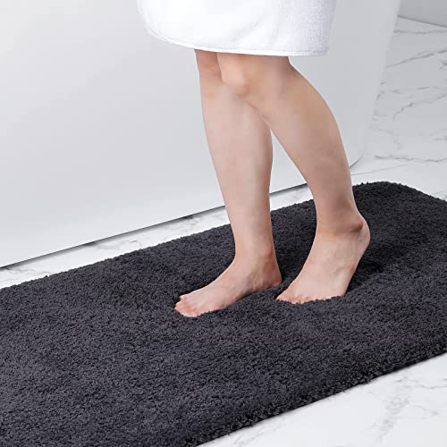 Homaxy Badezimmerteppich rutschfest Waschbar Badematte Weich Flauschig Badteppich Shaggy Hochflor Mikrofaser Badvorleger – 50 x 80 cm, Dunkelgrau von Homaxy