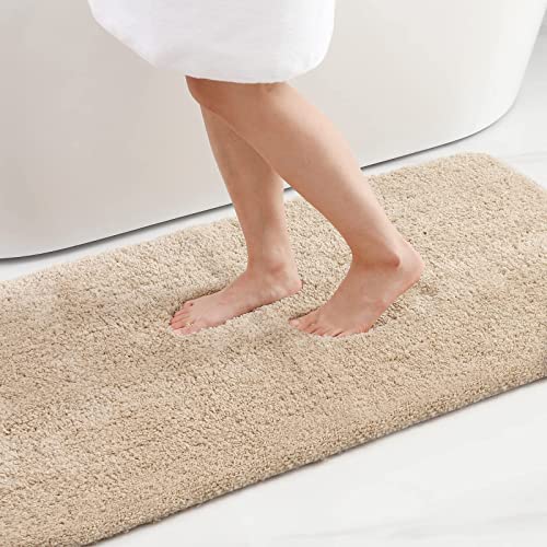 Homaxy Badezimmerteppich rutschfest Waschbar Badematte Weich Flauschig Badteppich Shaggy Hochflor Mikrofaser Badvorleger – 51 x 76 cm, Beige von Homaxy