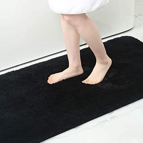 Homaxy Badezimmerteppich rutschfest Waschbar Badematte Weich Flauschig Badteppich Shaggy Hochflor Mikrofaser Badvorleger – 51 x 76 cm, Schwarz von Homaxy