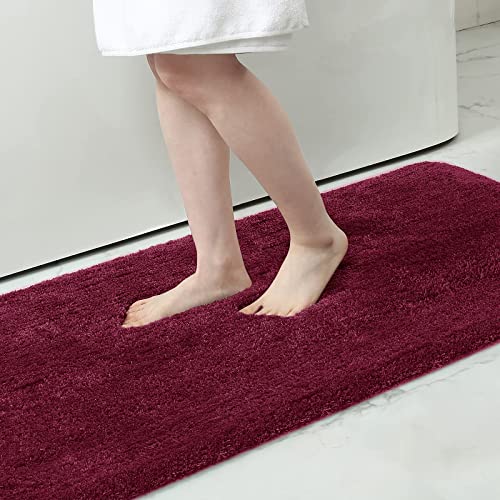 Homaxy Badezimmerteppich rutschfest Waschbar Badematte Weich Flauschig Badteppich Shaggy Hochflor Mikrofaser Badvorleger – 51 x 76 cm, Weinrot von Homaxy