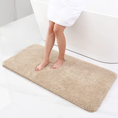 Homaxy Badezimmerteppich rutschfest Waschbar Badematte Weich Flauschig Badteppich Shaggy Hochflor Mikrofaser Badvorleger – 60 x 120 cm, Beige von Homaxy