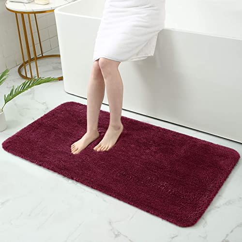 Homaxy Badezimmerteppich rutschfest Waschbar Badematte Weich Flauschig Badteppich Shaggy Hochflor Mikrofaser Badvorleger – 60 x 120 cm, Weinrot von Homaxy