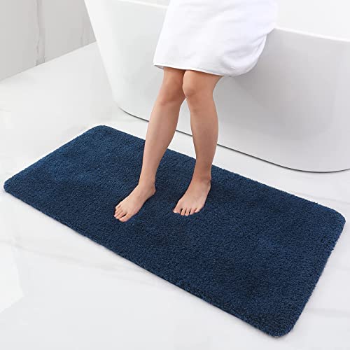 Homaxy Badezimmerteppich rutschfest Waschbar Badematte Weich Flauschig Badteppich Shaggy Hochflor Mikrofaser Badvorleger – 61 x 120 cm, Marine Blau von Homaxy