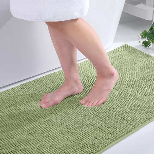 Homaxy Chenille Badezimmerteppich rutschfeste Badematte Waschbar Badteppich Weich Badvorleger Saugfähige Duschvorleger für Badezimmer - 40x60 cm, Salbeigrün Homaxy Chenille Badezimmerteppich rutschfeste Badematte Waschbar Badteppich Weich Badvorleger Saugfähige Duschvorleger für Badezimmer - 40x60 cm, Salbeigrün von Homaxy
