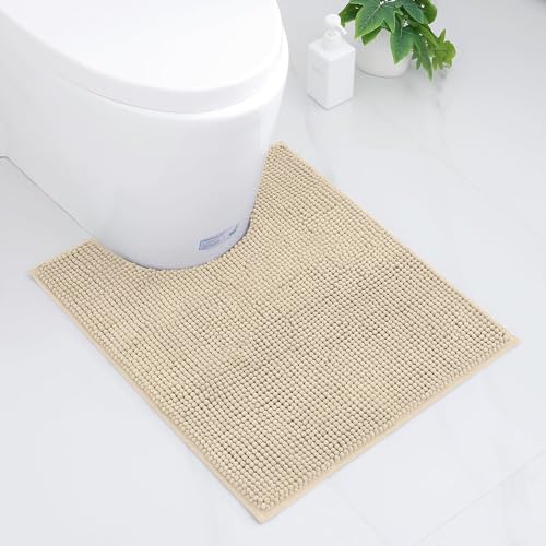 Homaxy Chenille Badezimmerteppich rutschfeste Badematte Waschbar Badteppich Weich Badvorleger Saugfähige Duschvorleger für Badezimmer - 50x60 cm, Beige von Homaxy