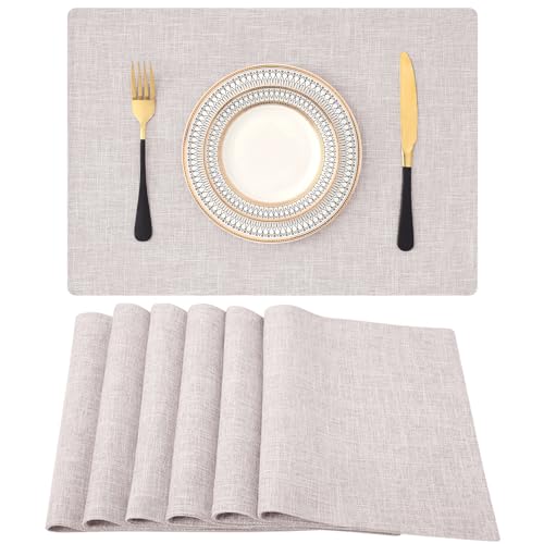 Homaxy Cloths Tischsets für Esstisch, 6er-Set, hitzebeständig, waschbar, aus Baumwoll-Leinen-Mischgewebe, leicht zu reinigen, rutschfeste Platzsets, 33 x 48 cm, Beige von Homaxy