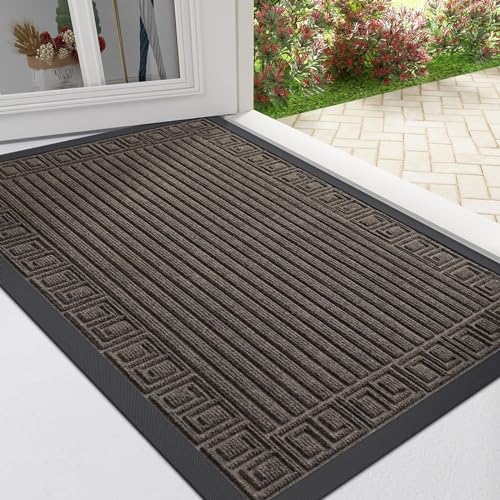 Homaxy Fußmatte Aussen & Innen, rutschfest Fussmatte, Outdoor Wetterfest Schmutzfangmatte, Langlebige Waschbar Sauberlaufmatte für außen Balkon Haustür Eingang (Greek Keys, 40x60cm, Braun) von Homaxy