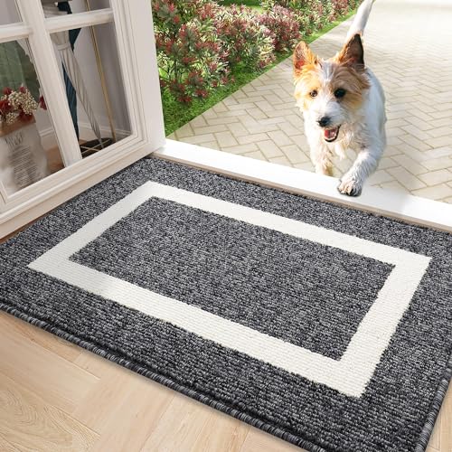 Homaxy Fußmatte Waschbar Fussmatte innen rutschfeste Schmutzfangmatte Türmatte Eingang Teppich für Haustür, Innen – 50 x 80 cm, Schwarz von Homaxy