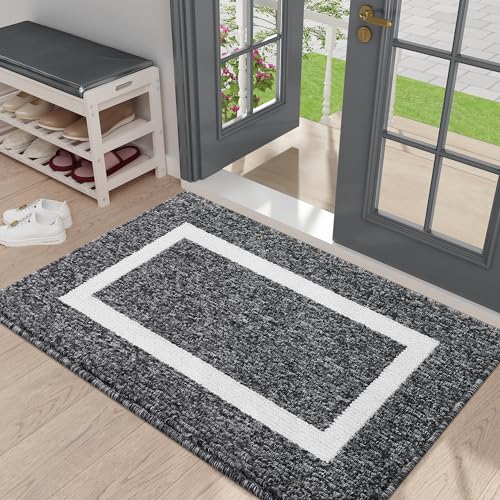 Homaxy Fußmatte Waschbar Fussmatte innen rutschfeste Schmutzfangmatte Türmatte Eingang Teppich für Haustür, Innen – 60 x 90 cm, Schwarz von Homaxy