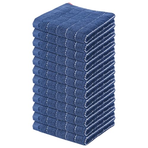 Homaxy Geschirrtücher aus 100 % Baumwolle, Frottee, ultraweiche und saugfähige Geschirrtücher für die Küche, perfekt zum Trocknen und Waschen von Geschirr, 12 Stück, 30,5 x 30,5 cm, Marineblau von Homaxy