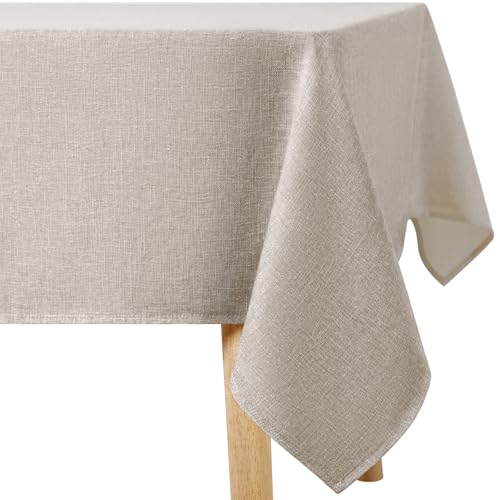 Homaxy Glitzer Tischdecke Abwaschbar Leinenoptik Rechteckig 130x160cm Tischtuch Wasserabweisend mit Lotuseffekt Fleckschutz Tischwäsche für Wohnzimmer, Esszimmer, Party, Beige von Homaxy