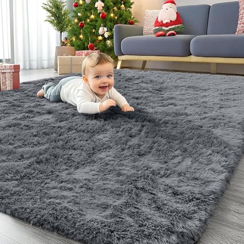 Homaxy Hochflor Flauschig Teppich Anti-Rutsch Unterseite Waschbar Groß Teppiche fürs Wohnzimmer, Kinderzimmer, Schlafzimmer - 140 x 200 cm, Dunkelgrau Homaxy Hochflor Flauschig Teppich Anti-Rutsch Unterseite Waschbar Groß Teppiche fürs Wohnzimmer, Kinderzimmer, Schlafzimmer - 140 x 200 cm, Dunkelgrau von Homaxy