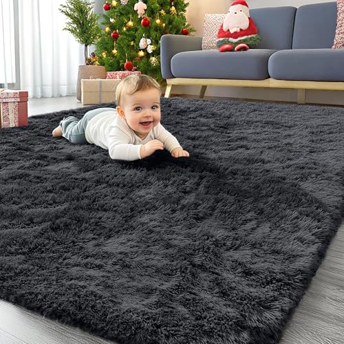 Homaxy Hochflor Flauschig Teppich Anti-Rutsch Unterseite Waschbar Groß Teppiche fürs Wohnzimmer, Kinderzimmer, Schlafzimmer - 140 x 200 cm, Schwarz Homaxy Hochflor Flauschig Teppich Anti-Rutsch Unterseite Waschbar Groß Teppiche fürs Wohnzimmer, Kinderzimmer, Schlafzimmer - 140 x 200 cm, Schwarz von Homaxy