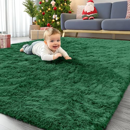 Homaxy Hochflor Flauschig Teppich Anti-Rutsch Unterseite Waschbar Groß Teppiche fürs Wohnzimmer, Kinderzimmer, Schlafzimmer - 160 x 220 cm, Dunkelgrün Homaxy Hochflor Flauschig Teppich Anti-Rutsch Unterseite Waschbar Groß Teppiche fürs Wohnzimmer, Kinderzimmer, Schlafzimmer - 160 x 220 cm, Dunkelgrün von Homaxy