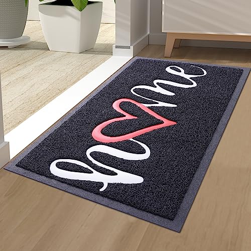 Homaxy “Home” Fußmatte außen und innen, rutschfeste Schmutzfangmatte Türmatte, waschbar Fussmatte aussen für Haustür, Eingangsbereich, Garten (44 x 76 cm, Schwarz) von Homaxy