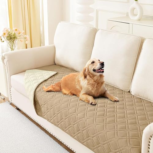 Homaxy Hundedecke Wasserdicht,Hundematte Outdoor Waschbar, Wendedecke Hunde Decke, Weich Katzendecke für Sofa Couch Bett Unterwegs（ 130x100cm,Kamel+Beige） von Homaxy
