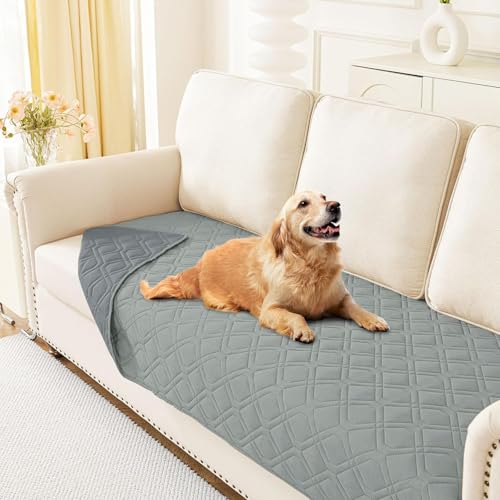 Homaxy Hundedecke Wasserdicht,Hundematte Outdoor Waschbar, Wendedecke Hunde Decke, Weich Katzendecke für Sofa Couch Bett Unterwegs（130x100cm,Grau+Dunkelgrau） von Homaxy