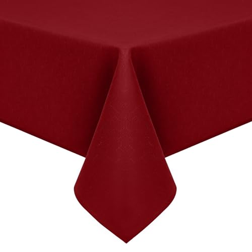 Homaxy Leinendeckeoptik Tischdecke Abwaschbar Eckig 140x180cm, Tischtuch Leinendecke Wasserabweisend Abwischbare, Lotuseffekt Schmutzabweisend Tischwäsche Tafeldecke, Rot von Homaxy