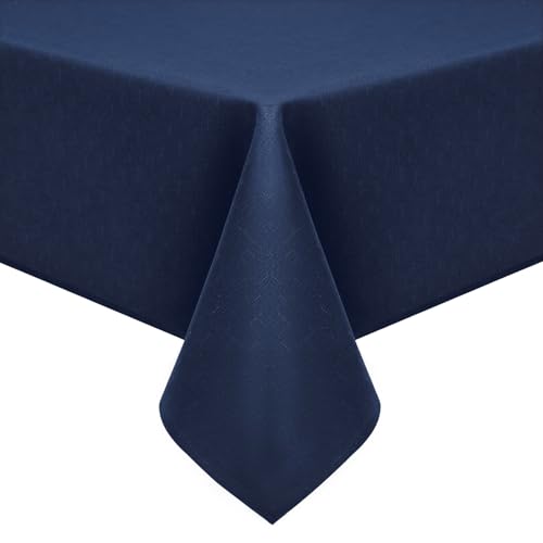 Homaxy Leinendeckeoptik Tischdecke Abwaschbar Eckig 140x240cm, Tischtuch Leinendecke Wasserabweisend Abwischbare, Lotuseffekt Schmutzabweisend Tischwäsche Tafeldecke, Dunkelblau von Homaxy