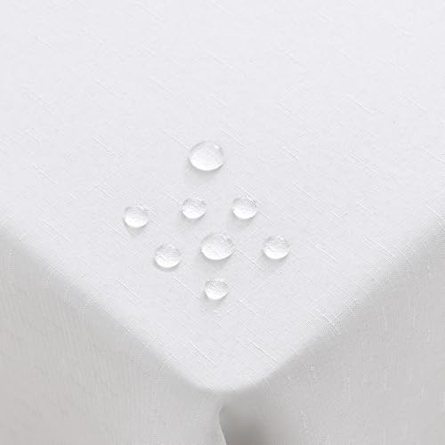 Homaxy Leinendeckeoptik Tischdecke Abwaschbar Eckig 130x160cm, Tischtuch Leinendecke Wasserabweisend Abwischbare, Lotuseffekt Schmutzabweisend Tischwäsche Tafeldecke, Weiß von Homaxy