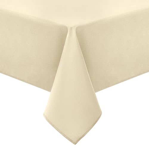 Homaxy Leinendeckeoptik Tischdecke Abwaschbar Eckig 140x180cm, Tischtuch Leinendecke Wasserabweisend Abwischbare, Lotuseffekt Schmutzabweisend Tischwäsche Tafeldecke, Beige von Homaxy