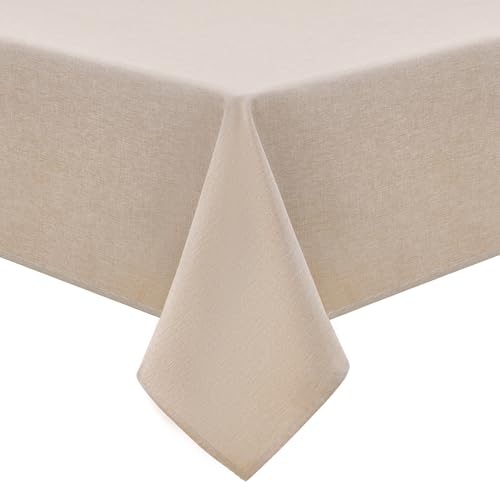 Homaxy Leinendeckeoptik Tischdecke Abwaschbar Eckig 140x220cm, Tischtuch Leinendecke Wasserabweisend Abwischbare, Lotuseffekt Schmutzabweisend Tischwäsche Tafeldecke, Leinen von Homaxy