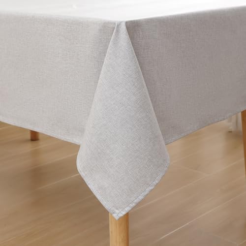 Homaxy Leinenoptik Tischdecke Abwaschbar Lotuseffekt Eckig 140 x 140 cm Tischtuch Leinendecke Wasserabweisend Tafeldecke Tischwäsche Fleckschutz, Hellgrau von Homaxy