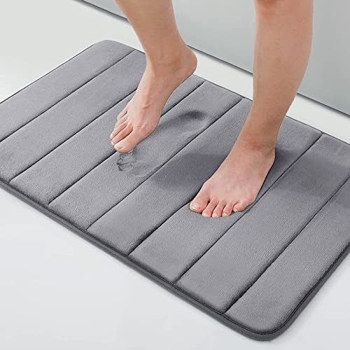 Homaxy Memory Foam Badezimmer Badeteppiche Saugfähige Rutschfester Badvorleger Waschbar Badematte - 41 x 61 cm, Dunkelgrau von Homaxy