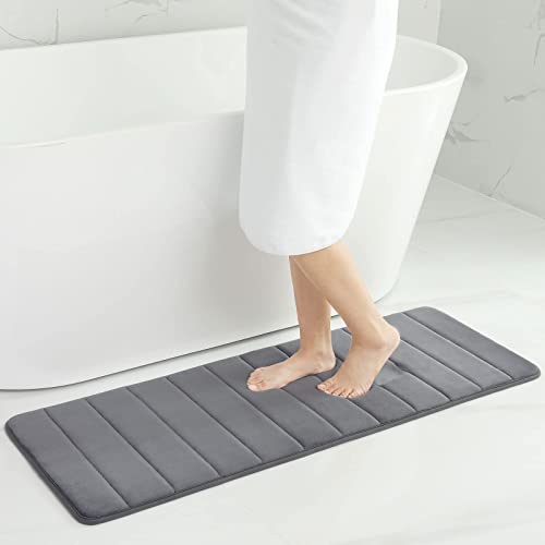 Homaxy Memory Foam Badezimmer Badeteppiche Saugfähige Rutschfester Badvorleger Waschbar Badematte - 43 x 120 cm, Dunkelgrau von Homaxy