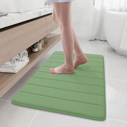 Homaxy Memory Foam Badezimmer Badeteppiche Saugfähige Rutschfester Badvorleger Waschbar Badematte - 60 x 90 cm, Grün von Homaxy