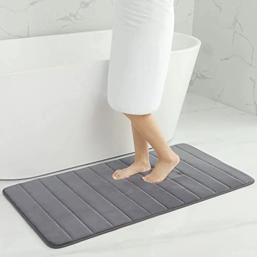 Homaxy Memory Foam Badezimmer Badeteppiche Saugfähige Rutschfester Badvorleger Waschbar Badematte - 61 x 120 cm, Dunkelgrau von Homaxy