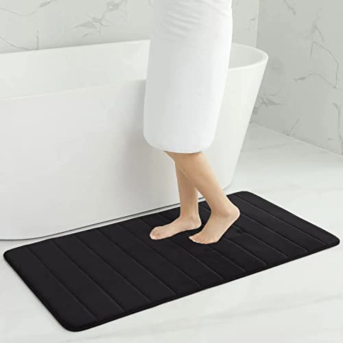 Homaxy Memory Foam Badezimmer Badeteppiche Saugfähige Rutschfester Badvorleger Waschbar Badematte - 61 x 120 cm, Schwarz von Homaxy
