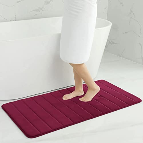 Homaxy Memory Foam Badezimmer Badeteppiche Saugfähige Rutschfester Badvorleger Waschbar Badematte - 61 x 120 cm, Weinrot von Homaxy