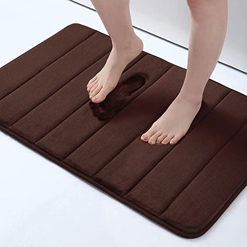 Homaxy Memory Foam Badezimmer Badteppich Saugfähige Rutschfester Badvorleger Waschbar Badematte- 41 x 61 cm, Braun von Homaxy