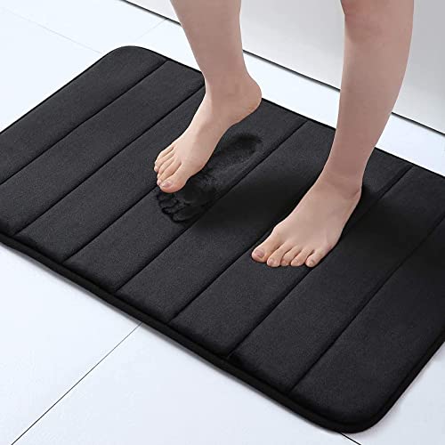 Homaxy Memory Foam Badezimmer Badteppich Saugfähige Rutschfester Badvorleger Waschbar Badematte - 41 x 61 cm, Schwarz von Homaxy