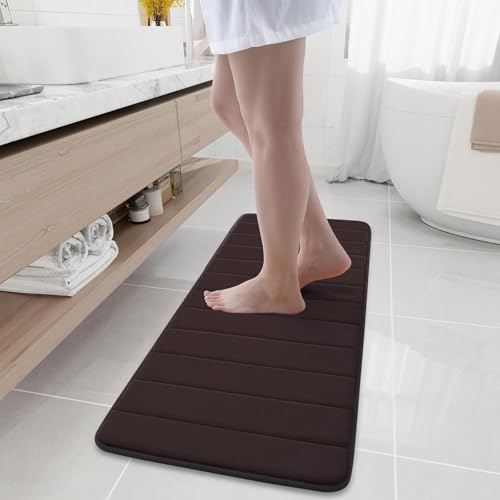 Homaxy Memory Foam Badezimmer Badteppich Saugfähige Rutschfester Badvorleger Waschbar Badematte- 43 x 120 cm, Braun von Homaxy