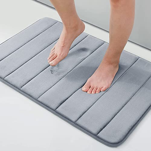 Homaxy Memory Foam Badezimmer Badteppich Saugfähige Rutschfester Badvorleger Waschbar Badematte - 51 x 76 cm, Grau von Homaxy