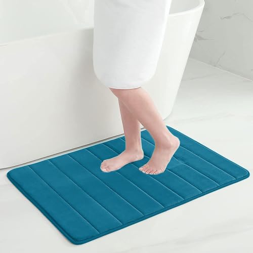 Homaxy Memory Foam Badezimmer Badteppich Saugfähige Rutschfester Badvorleger Waschbar Badematte - 60 x 90 cm, Blau von Homaxy