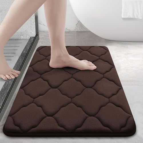 Homaxy Memory Foam Badezimmerteppich rutschfest Badematte Weich Badteppich Saugfähige Badvorleger Waschbar Pflegeleichte Duschvorleger - 40 x 60 cm, Braun von Homaxy