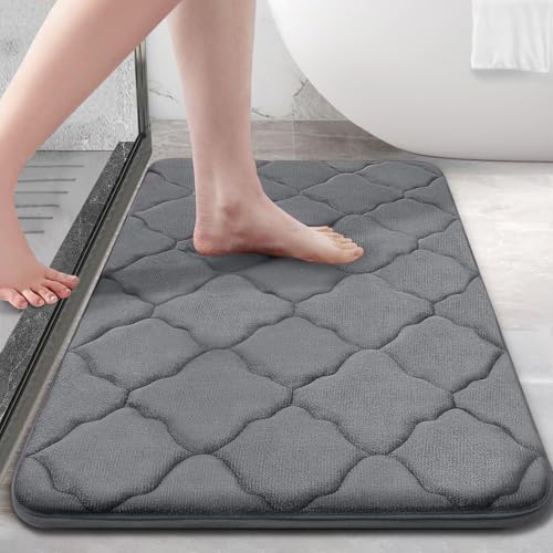 Homaxy Memory Foam Badezimmerteppich rutschfest Badematte Weich Badteppich Saugfähige Badvorleger Waschbar Pflegeleichte Duschvorleger - 40 x 60 cm, Dunkelgrau von Homaxy