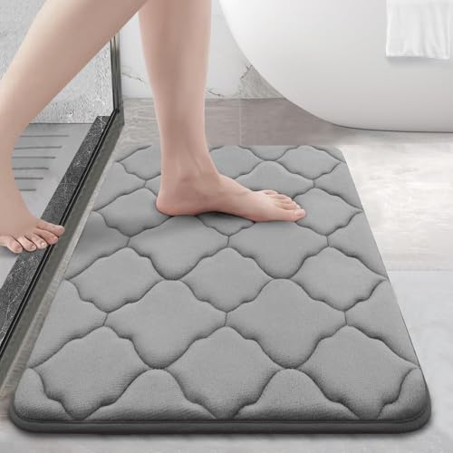 Homaxy Memory Foam Badezimmerteppich rutschfest Badematte Weich Badteppich Saugfähige Badvorleger Waschbar Pflegeleichte Duschvorleger - 40 x 60 cm, Grau von Homaxy