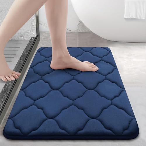 Homaxy Memory Foam Badezimmerteppich rutschfest Badematte Weich Badteppich Saugfähige Badvorleger Waschbar Pflegeleichte Duschvorleger - 40 x 60 cm, Marineblau von Homaxy