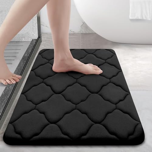Homaxy Memory Foam Badezimmerteppich rutschfest Badematte Weich Badteppich Saugfähige Badvorleger Waschbar Pflegeleichte Duschvorleger - 40 x 60 cm, Schwarz von Homaxy