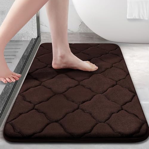 Homaxy Memory Foam Badezimmerteppich rutschfest Badematte Weich Badteppich Saugfähige Badvorleger Waschbar Pflegeleichte Duschvorleger - 50 x 76 cm, Braun von Homaxy