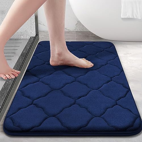 Homaxy Memory Foam Badezimmerteppich rutschfest Badematte Weich Badteppich Saugfähige Badvorleger Waschbar Pflegeleichte Duschvorleger - 50 x 76 cm, Marineblau von Homaxy