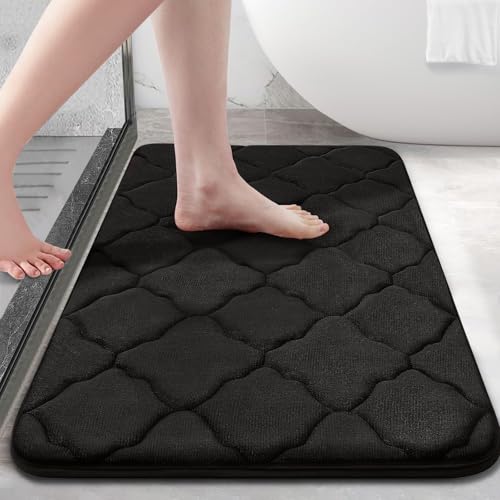 Homaxy Memory Foam Badezimmerteppich rutschfest Badematte Weich Badteppich Saugfähige Badvorleger Waschbar Pflegeleichte Duschvorleger - 50 x 76 cm, Schwarz von Homaxy