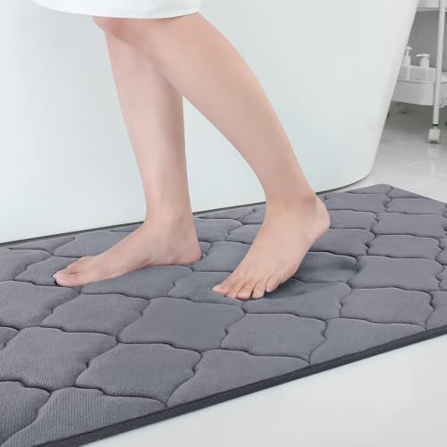 Homaxy Memory Foam Badezimmerteppich rutschfest Badematte Weich Badteppich Saugfähige Badvorleger Waschbar Pflegeleichte Duschvorleger - 60 x 120 cm, Dunkelgrau von Homaxy
